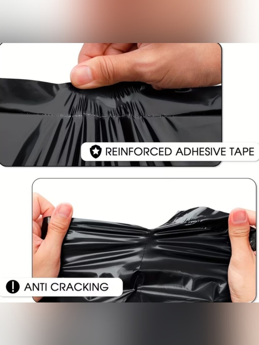 Black Tear-Proof Adhesive Poly Mailers 20 Pieces - Picture 3 of 4
